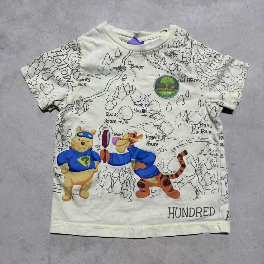 Vintage Kids Tigger Short Sleeve Shirt 4T Pooh Disney Y2K All Over Print - Picture 1 of 9
